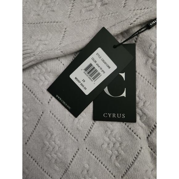 Cyrus Sweater Women's Sz 2X Gray Knit Diamond Pattern Stretch Slinky Crew Neck - Picture 4 of 4